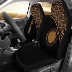 Northern Mariana Islands Custom Personalised Car Seat Covers - C N M I Seal Polynesian Gold Curve