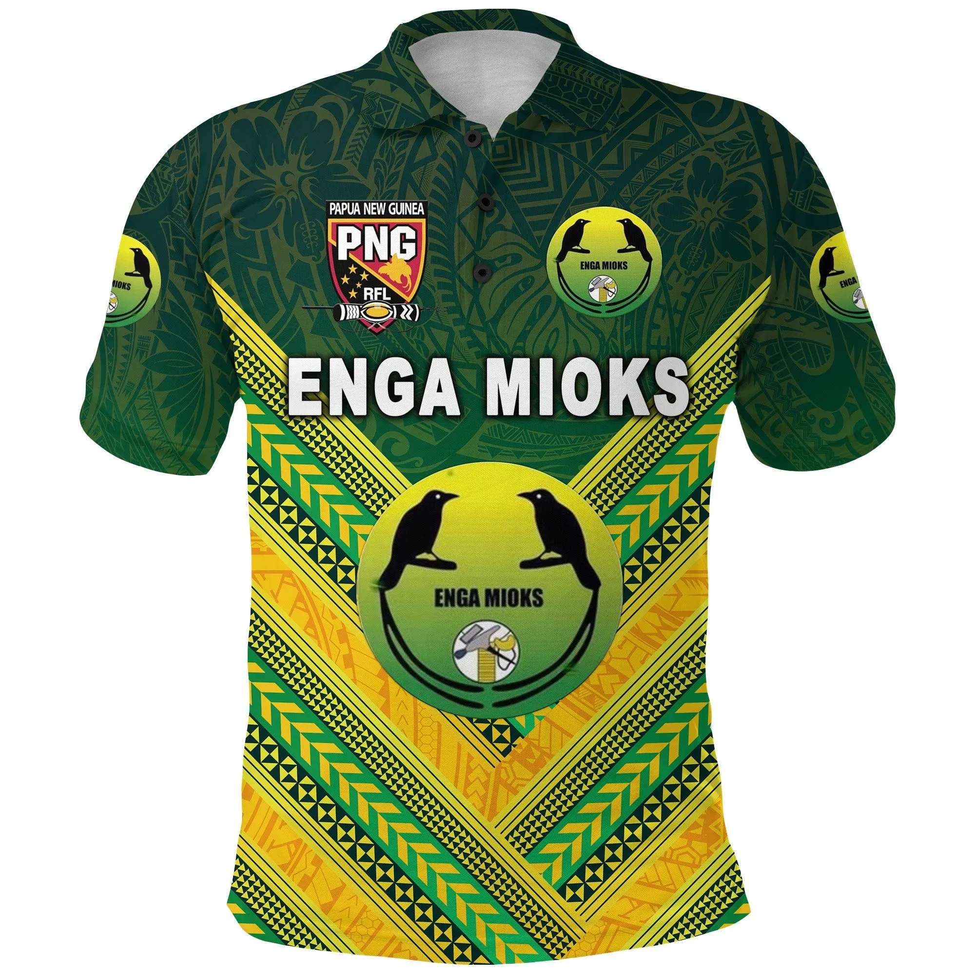 (Custom Personalised) Papua New Guinea Enga Mioks Polo Shirt Rugby Original Style - Green, Custom Text And Number LT8