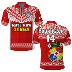 Custom Text And Number Tonga Rugby Polo Shirt Mate Maa Tonga Pacific Ngatu White LT14