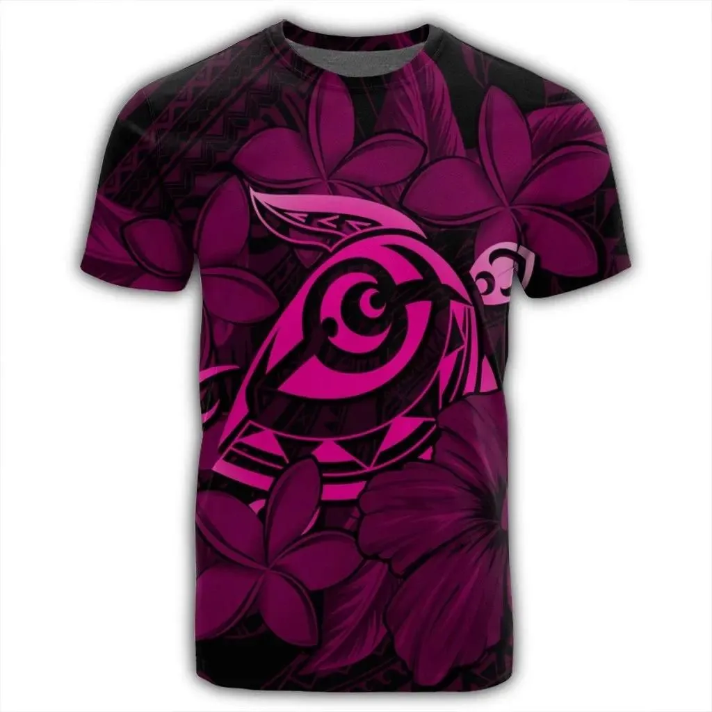 Alohawaii Tee - Hawaiian Turtle Hibiscus Plumeria Kanaka Polynesian T-Shirt Pink - Soft Style - AH - J4R