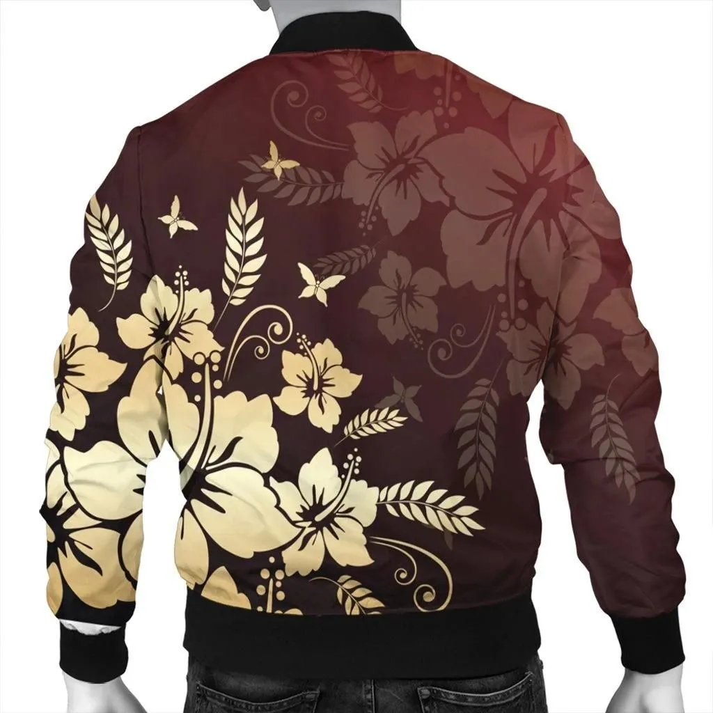 Alohawaii Jacket - Hawaiian Golden Hibiscus Butterfly Polynesian Bomber Jacket - AH - JR