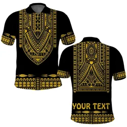 Custom Personalised Polynesian Polo Shirt Dashiki With Polynesian Tattoo Royal Golden Version LT14
