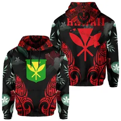 Polynesian Tropic Kanaka Maoli Hibiscus Hawaii Hoodie Red