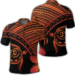 Alohawaii Shirt - Hawaiian Turtle Plumeria Kakau Polynesian Quilt Polo Shirt Neo Orange AH - J0R