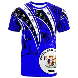 Niue T shirt - Tropical Leaf Blue Color