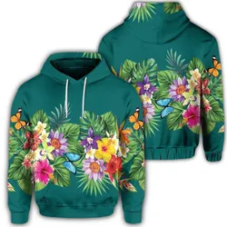 Hawaiian Tropical Strelitzia Plumeria Orchids Hibiscus Polynesian Hoodie
