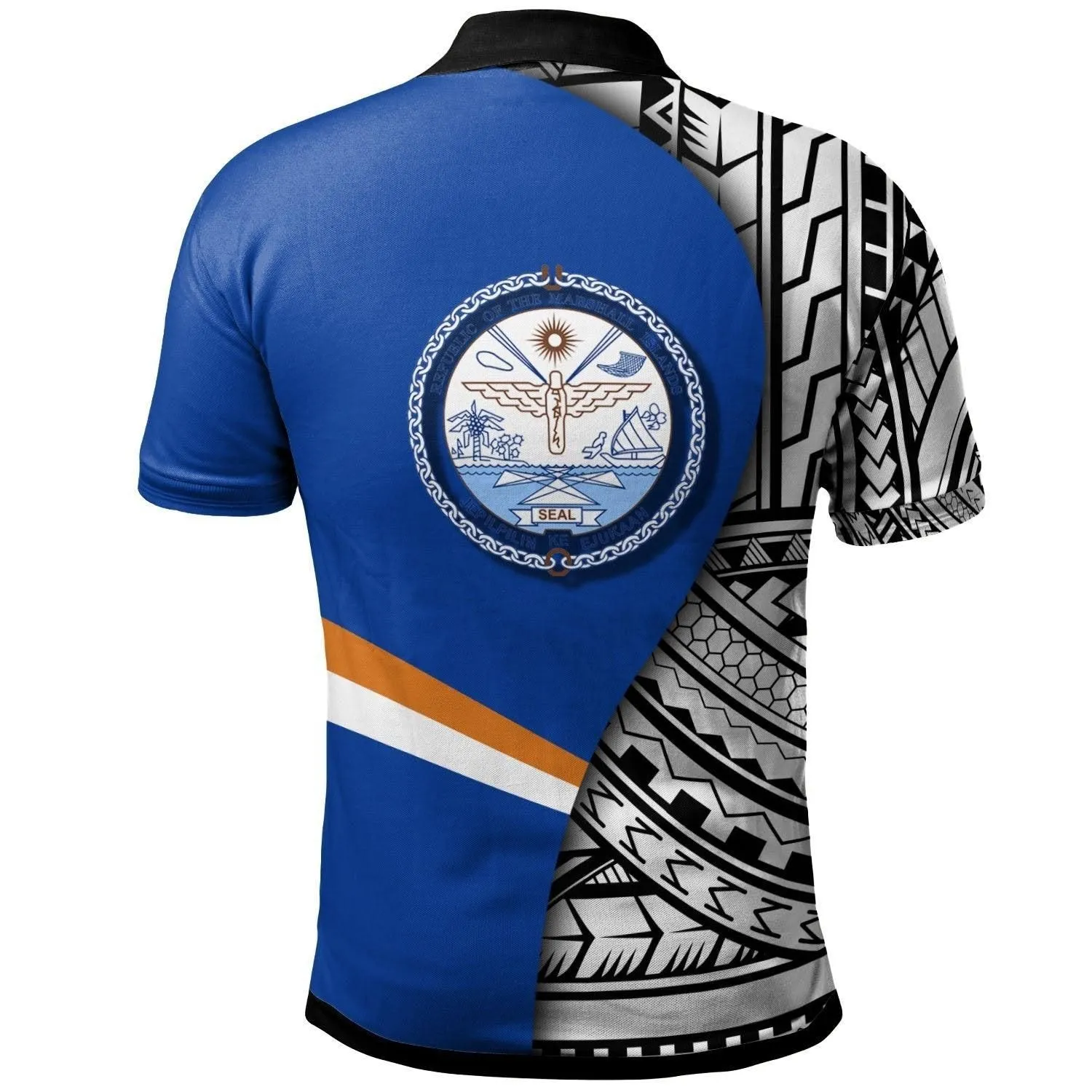Marshall Islands Polo Shirt - Coat Of Arm and Polynesian Patterns