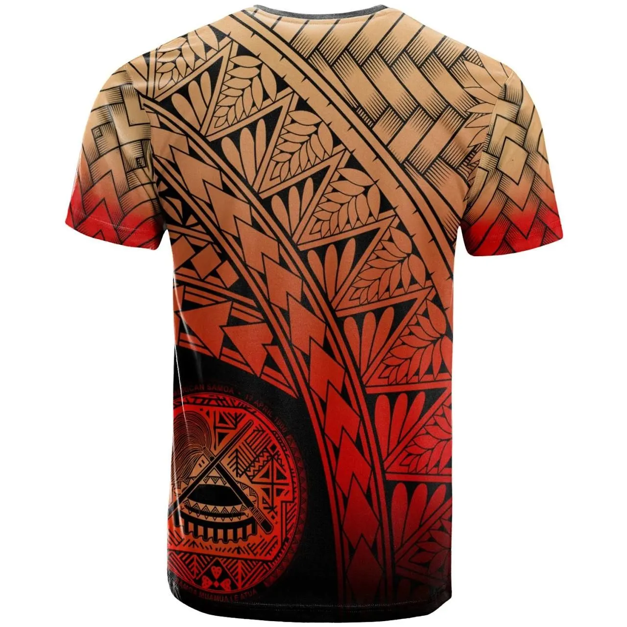 American Samoa Polynesian Custom Personalised T-Shirt - Plumeria Tattoo Tribal