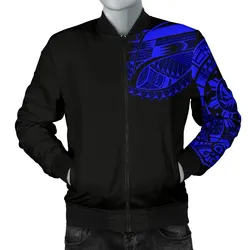 FamilyGater Jacket - Bomber Jacket Polynesian Chest Tattoo Blue A7