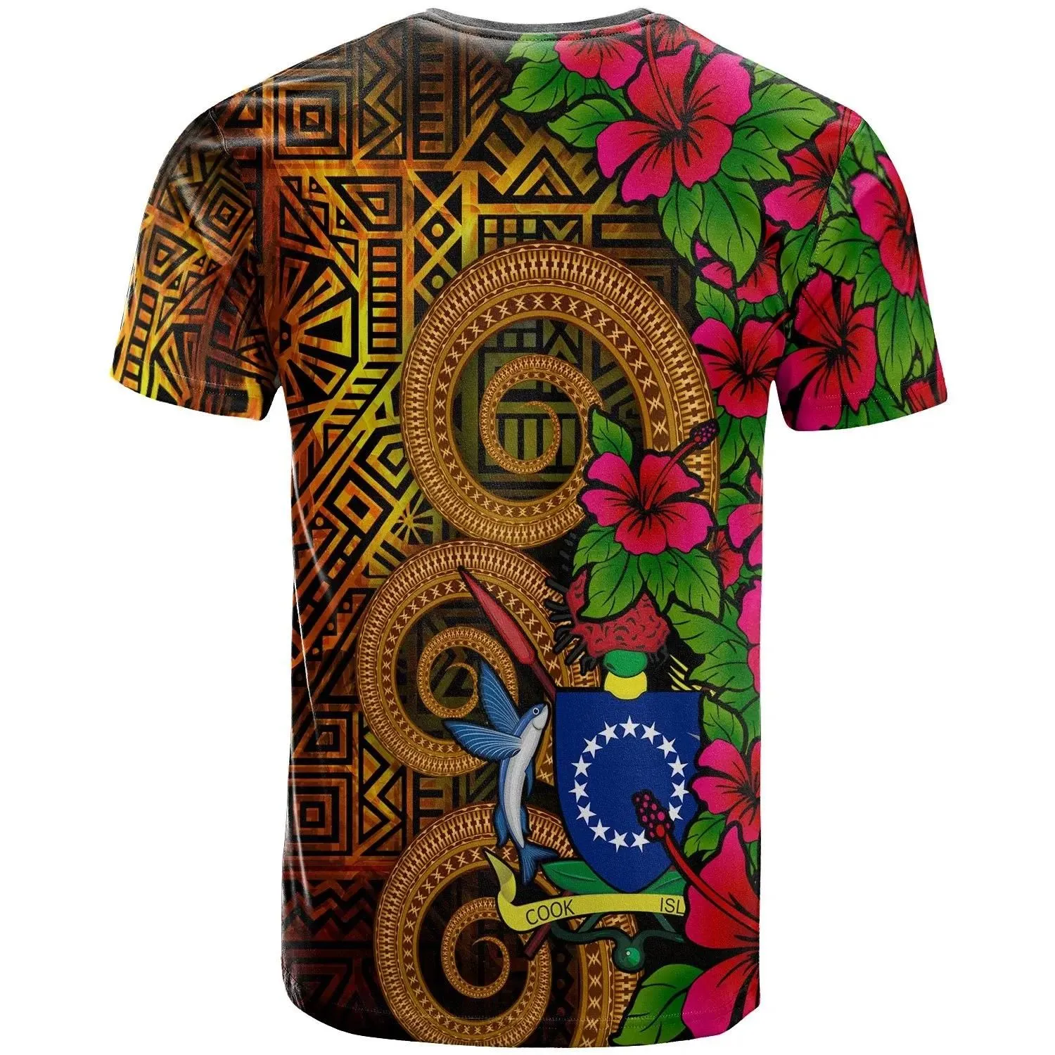 Cook Islands Polynesian T-Shirt - Hibiscus Vintage - BN12