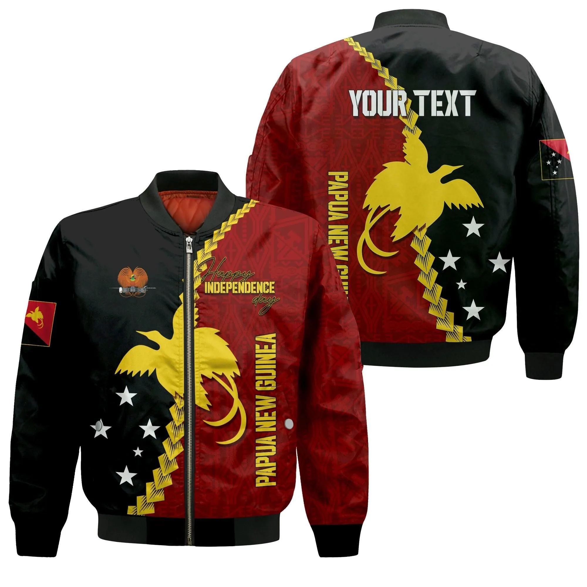 Personalised Papua New Guinea Bomber Jacket 47th Independence Anniversary - Motu Revareva LT7