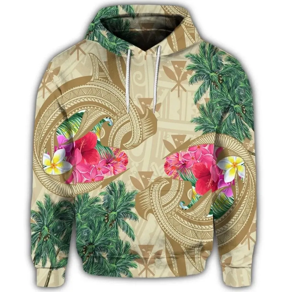 Alohawaii Hoodie - Hawaiian Kanaka Maoli Plumeria Palm Trees Hammer Shark Hoodie - AH - J5R
