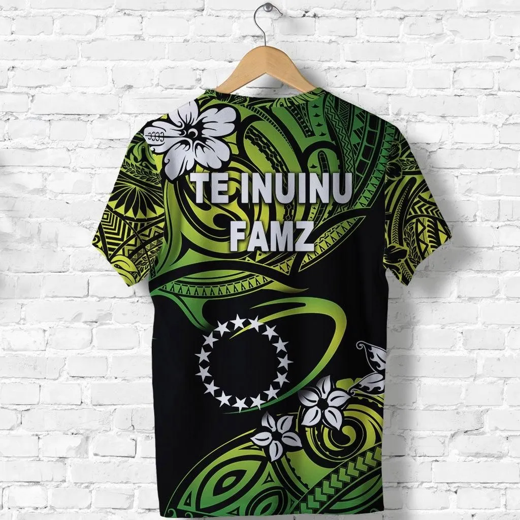 TE INUINU FAMZ Cook Islands Rugby T shirt Unique Vibes Green LT8