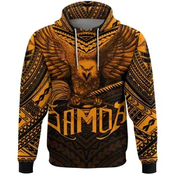 American Samoa Hoodie Eagle Tattoo Style Orange