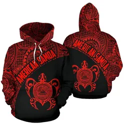 American Samoa Hoodie - American Samoa Seal In Turtle Polynesian Tattoo Red