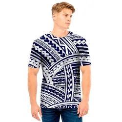 Blue Maori Polynesian Tattoo Print Mens T-Shirt