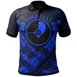 Yap Custom Personalised Polynesian Polo Shirt - Yap Blue Seal Camisole Hibiscus Style