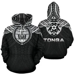 Tonga All Over Hoodie - Tonga Coat Of Arms Polynesian Tattoo