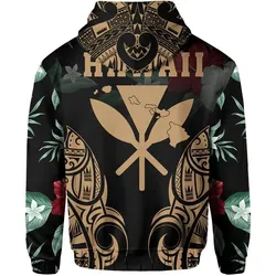 Polynesian Tropic Kanaka Maoli Hibiscus Hawaii Hoodie Gold - AH - J1