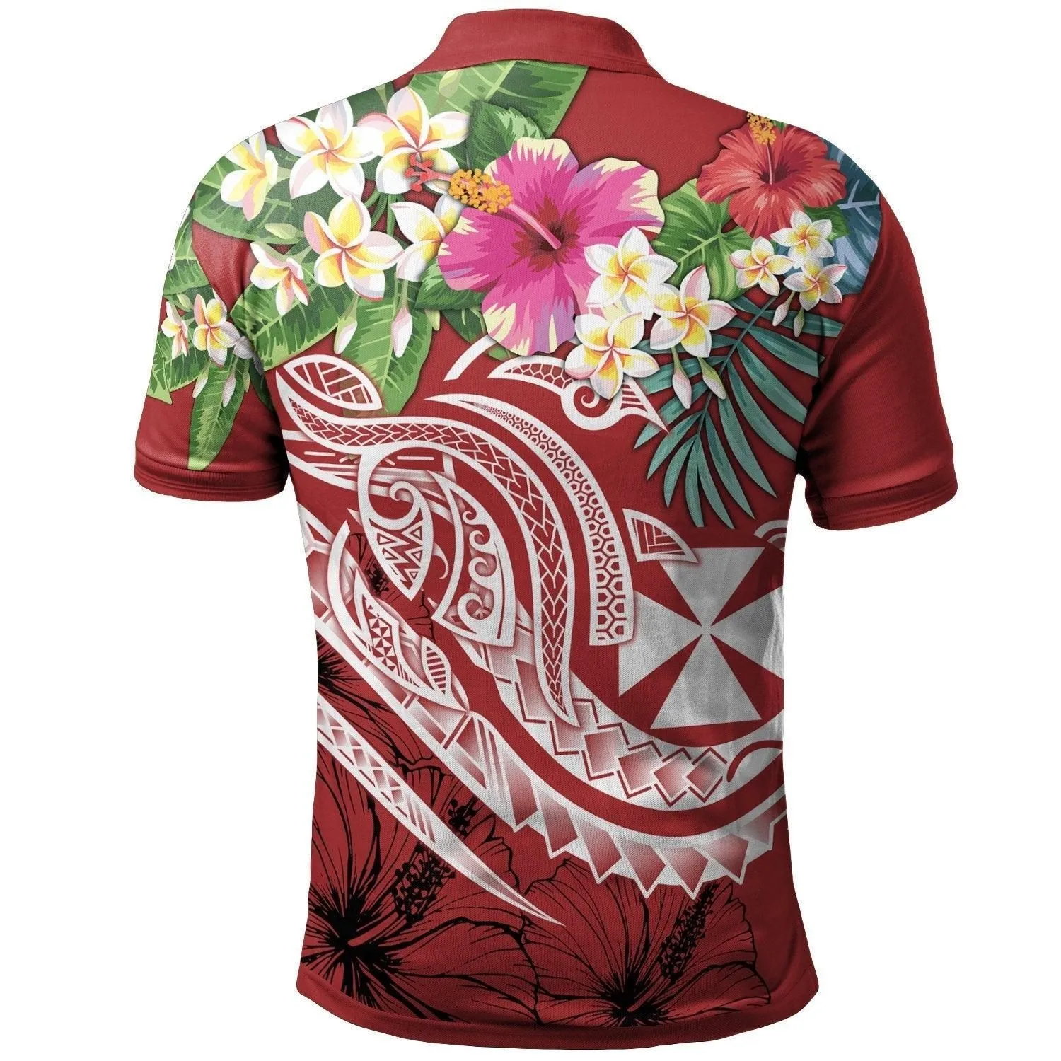 Wallis and Futuna Polynesian Polo Shirt - Summer Plumeria (Red)