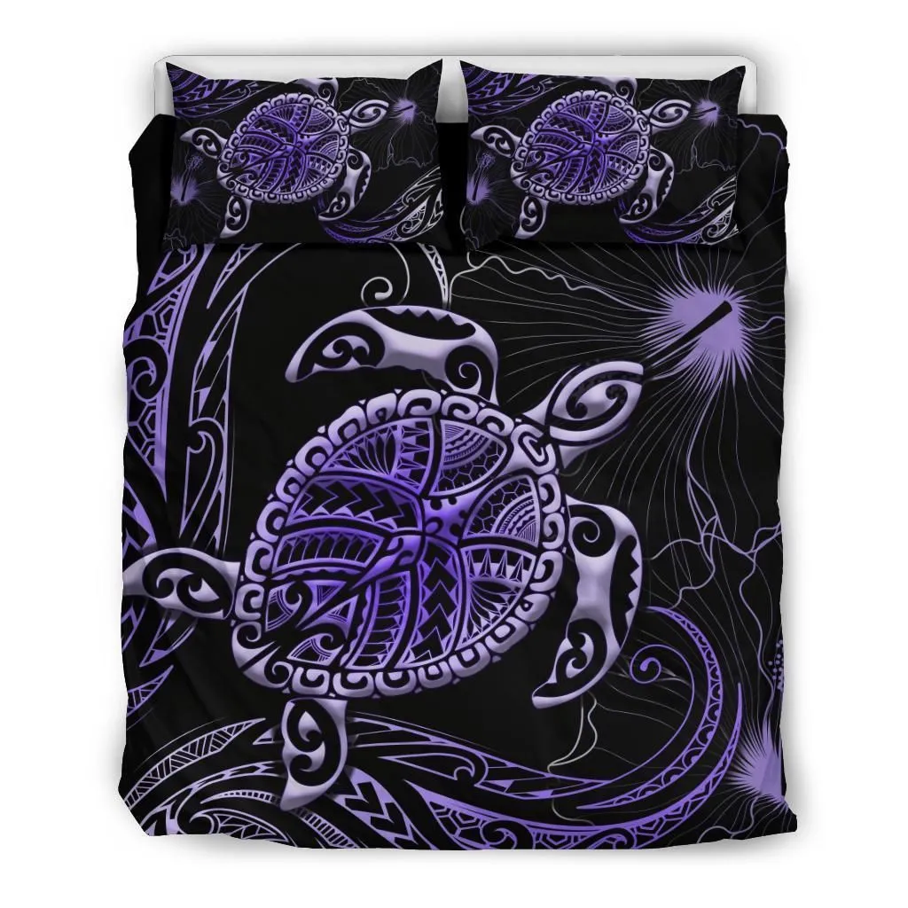 Polynesian Bedding Set Turtle Mix Hibiscus - Purple