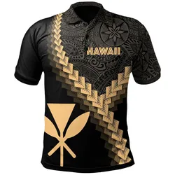 Hawaii Kanaka Maoli Polo Shirt - Hawaii Kanaka Maoli Coat of Arms With Polynesian Tattoo Gold