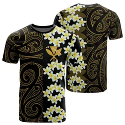 Alohawaii Tee - Hawaii Plumeria Kanaka Polynesian T-Shirt - Curtis Style - Gold - AH - J2