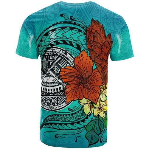 American Samoa T Shirt - Tropical Flowers Style