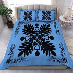 Alohawaii Home Set - Hawaiian Quilt Maui Plant And Hibiscus Pattern Bedding Set - Black Pastel - AH J8