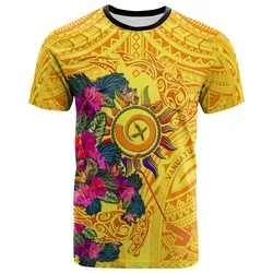 Polynesian T shirt - Vanuatu Symbols With Hibiscus