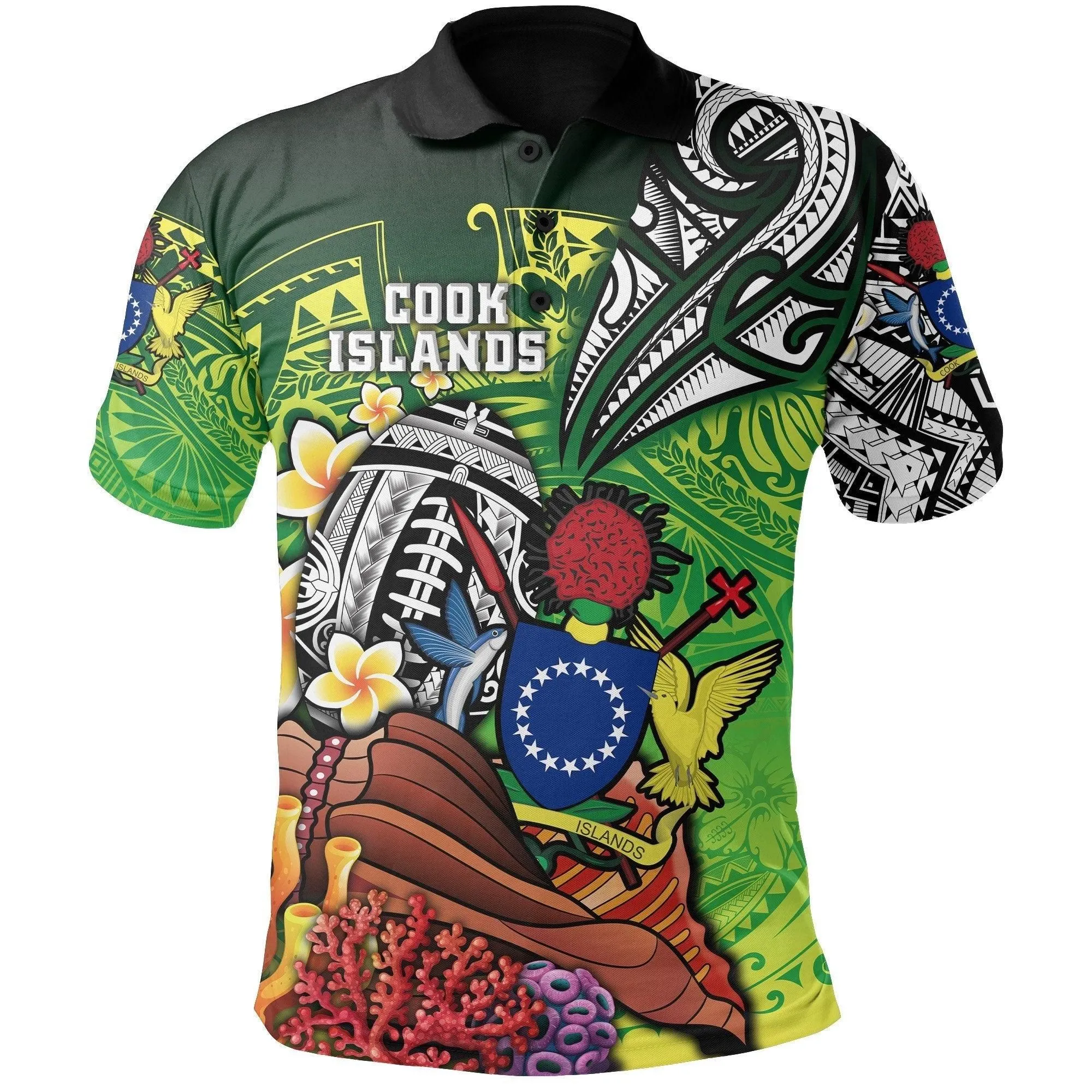 (Custom Personalised) Cook Islands Rugby Polo Shirt Ocean World Style