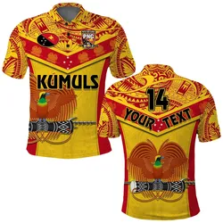 (Custom Text And Number) Papua New Guinea Rugby Polo Shirt PNG Kumuls Bird Of Paradise Yellow LT14