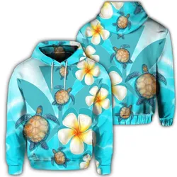 Alohawaii Hoodie - Hawaiian Turtle Plumeria Kanaka Ocean Hoodie - AH - J4R