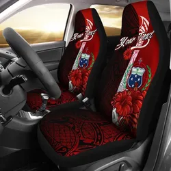 Samoa Polynesian Custom Personalised Car Seat Covers - Coat Of Arm With Hibiscus
