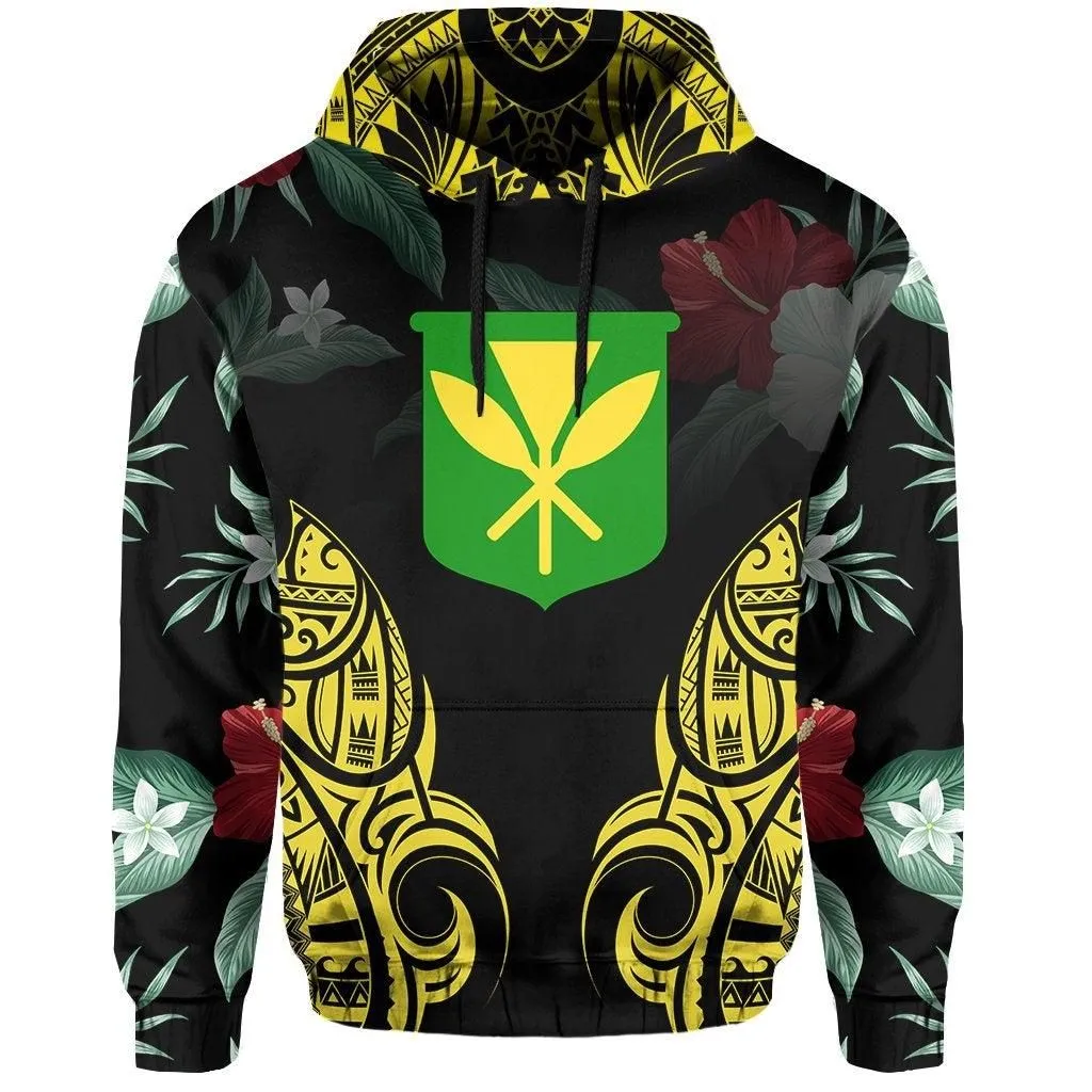 Polynesian Tropic Kanaka Maoli Hibiscus Hawaii Hoodie Yellow