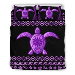 Hawaiian Hibiscus Turtle Polynesian  Bedding Sets - Purple Version - AH - J1