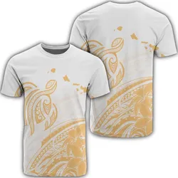 Hawaii Turtle Polynesian Map Plumeria White Background T-Shirt - AH