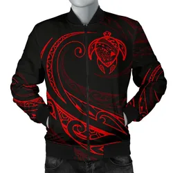 FamilyGater Jacket - Hawaii Turtle Map Polynesian Men's Bomber Jacket - Red - Frida Style - AH J9