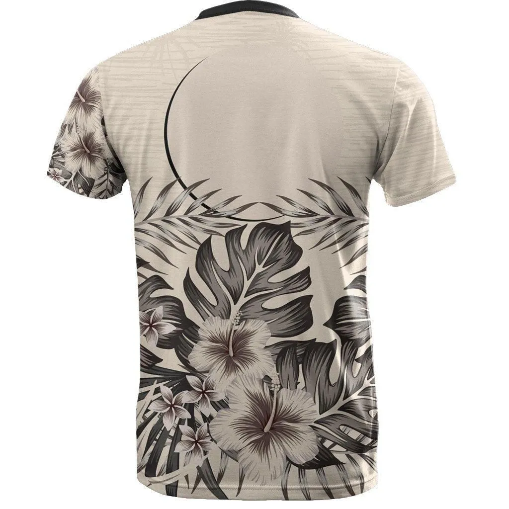 Palau T shirt - Palau Flag Beige Hibiscus
