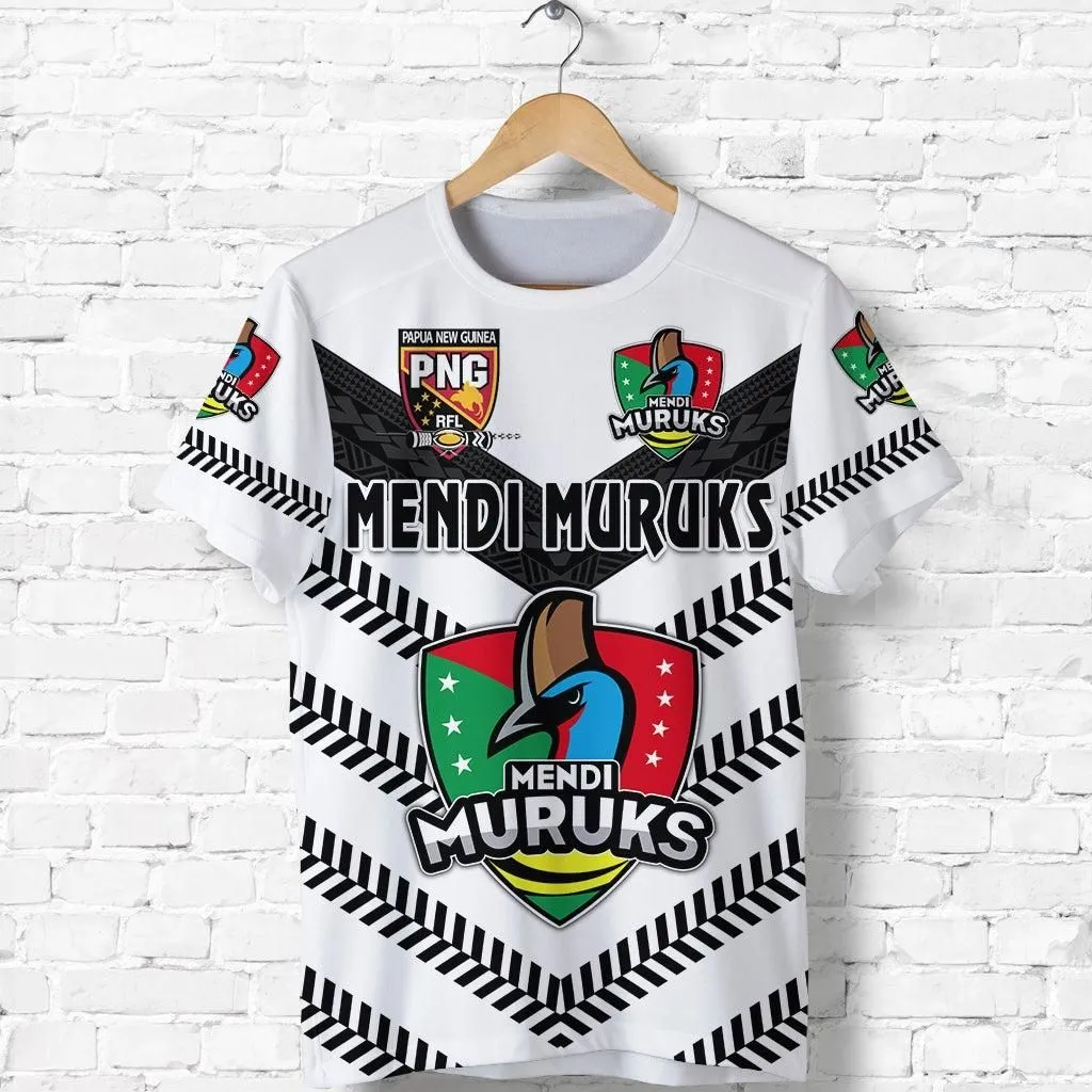 (Custom Personalised) Papua New Guinea PRK Mendi Muruks T Shirt Rugby Original Style - White, Custom Text And Number LT8