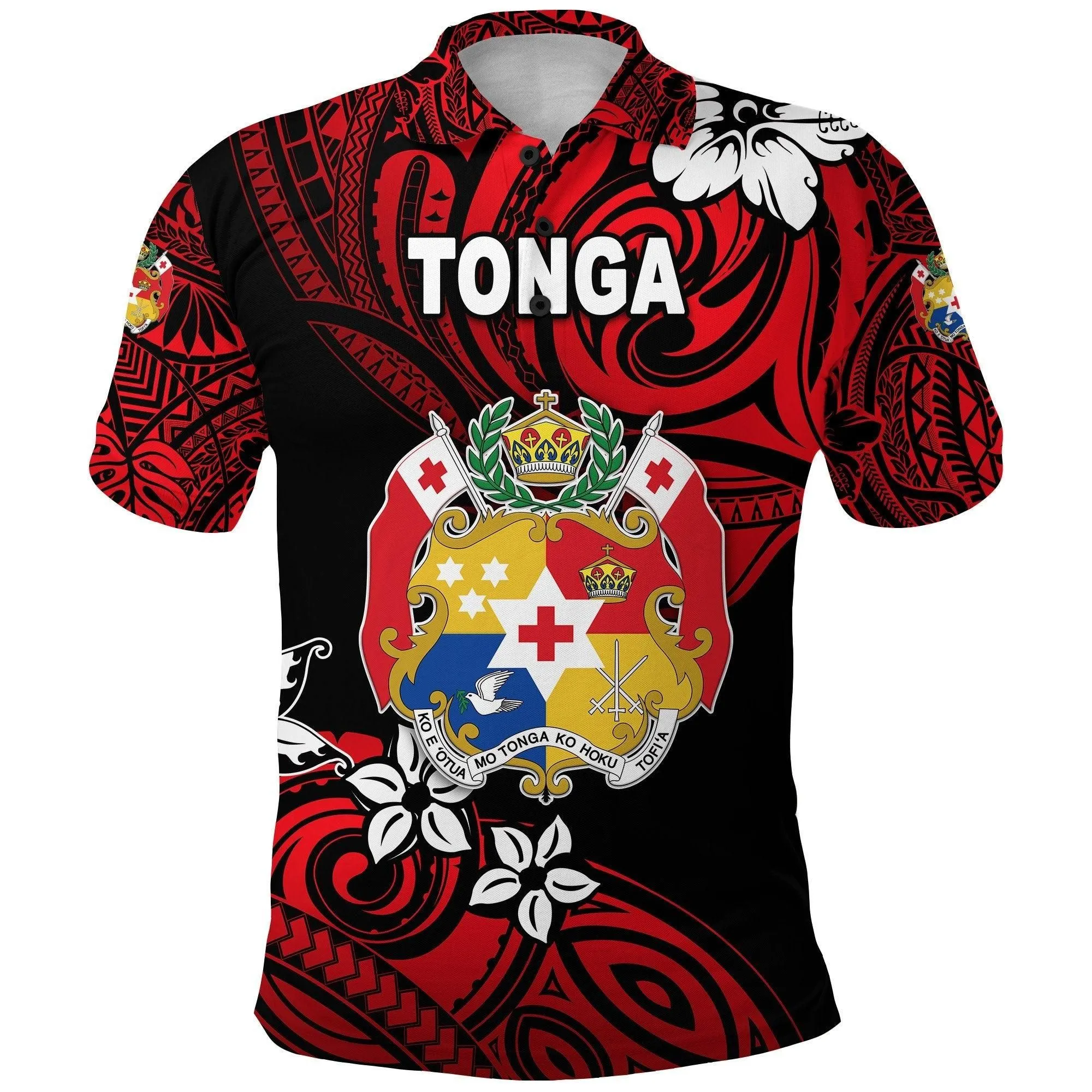 (Custom Personalised) Mate Maa Tonga Rugby Polo Shirt Polynesian Unique Vibes - Red, Custom Text and Number
