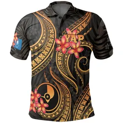 Yap Micronesian Polo Shirt - Gold Plumeria - BN11