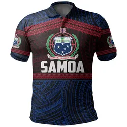 Samoa Rugby Polynesian Patterns Polo Shirt Blue