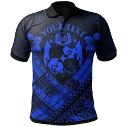 Tonga Custom Personalised Polynesian Polo Shirts - Tonga Blue Seal Camisole Hibiscus Style