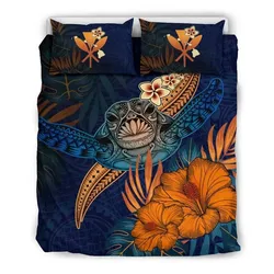 FamilyGater Bedding Set - Cover and Pillow Cases Kanaka Maoli (Hawaiian)  - Polynesian Turtle Hibiscus And Plumeria A24