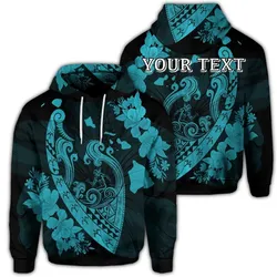 (Personalised) Hawaiian Fish Hook Hibiscus Banzai Surfing Polynesian Hoodie Blue - AH