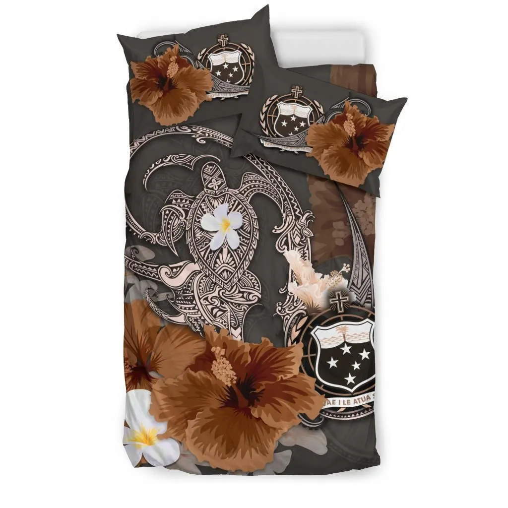 Samoa Bedding Set - Hibiscus Turtle Tribal Brown
