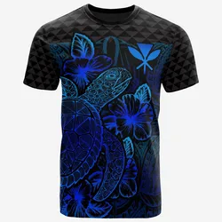 Hawaii Polynesian anaka Maoli Turtle Hibiscus Blue Unisex 3D T-Shirt All Over Print HNALT