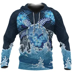 Cook Islands Polynesian Sea Turtle Hibiscus Hoodie