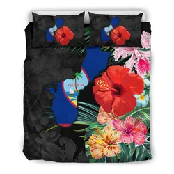 Guam Map - Hibiscus Bedding Set